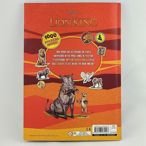 DISNEY The Lion King Simba Broadway Stuffed Toy & 1000 Stickers Activity Book - Picture 14 of 15